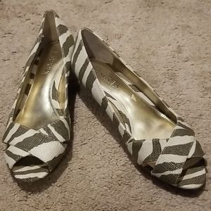 Raloh lauren Metallic Zebra peep toe